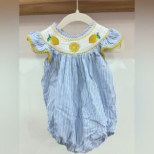 Lil Cactus Striped Bubble with Smocked Lemon Detail